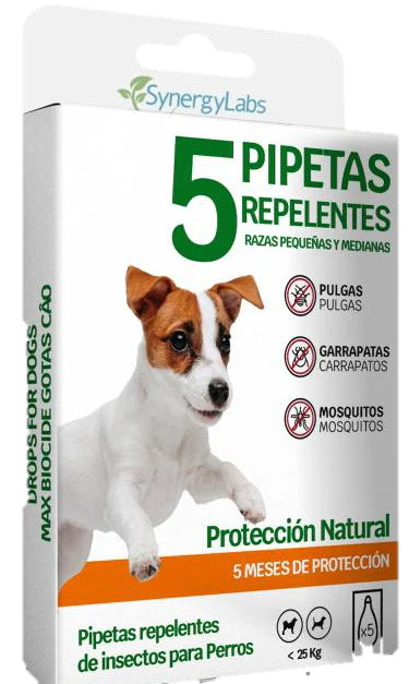 🟢 OFERTA PREMIUM:Collar Repelente + 5 Pipetas Naturales para Perros Pequeños