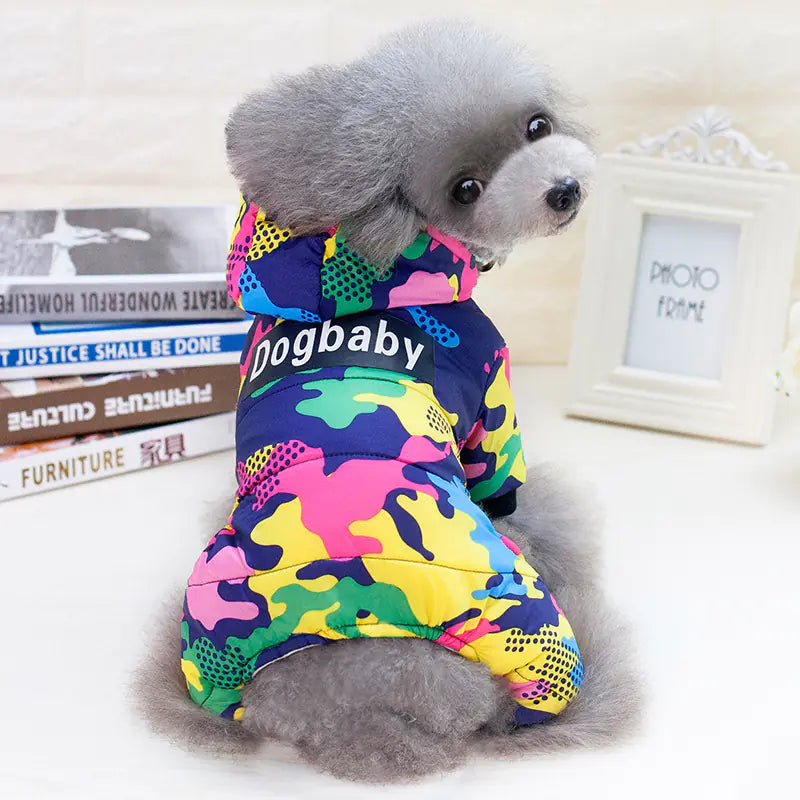Chaqueta de Perro Acolchada y Engrosada de Camuflaje para Mascotas