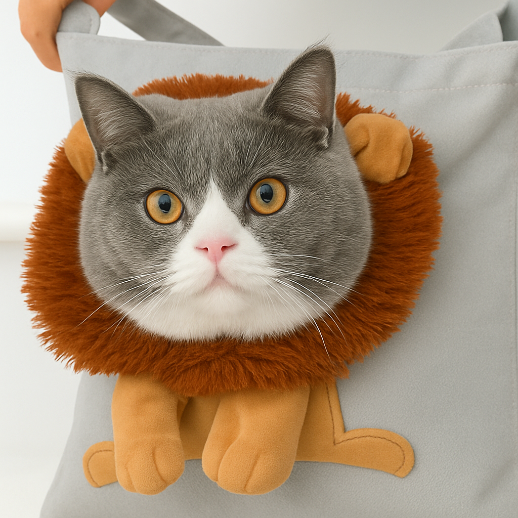 Bolso de Transporte Suave para Mascotas con Diseño de León, para Gatos y Perros