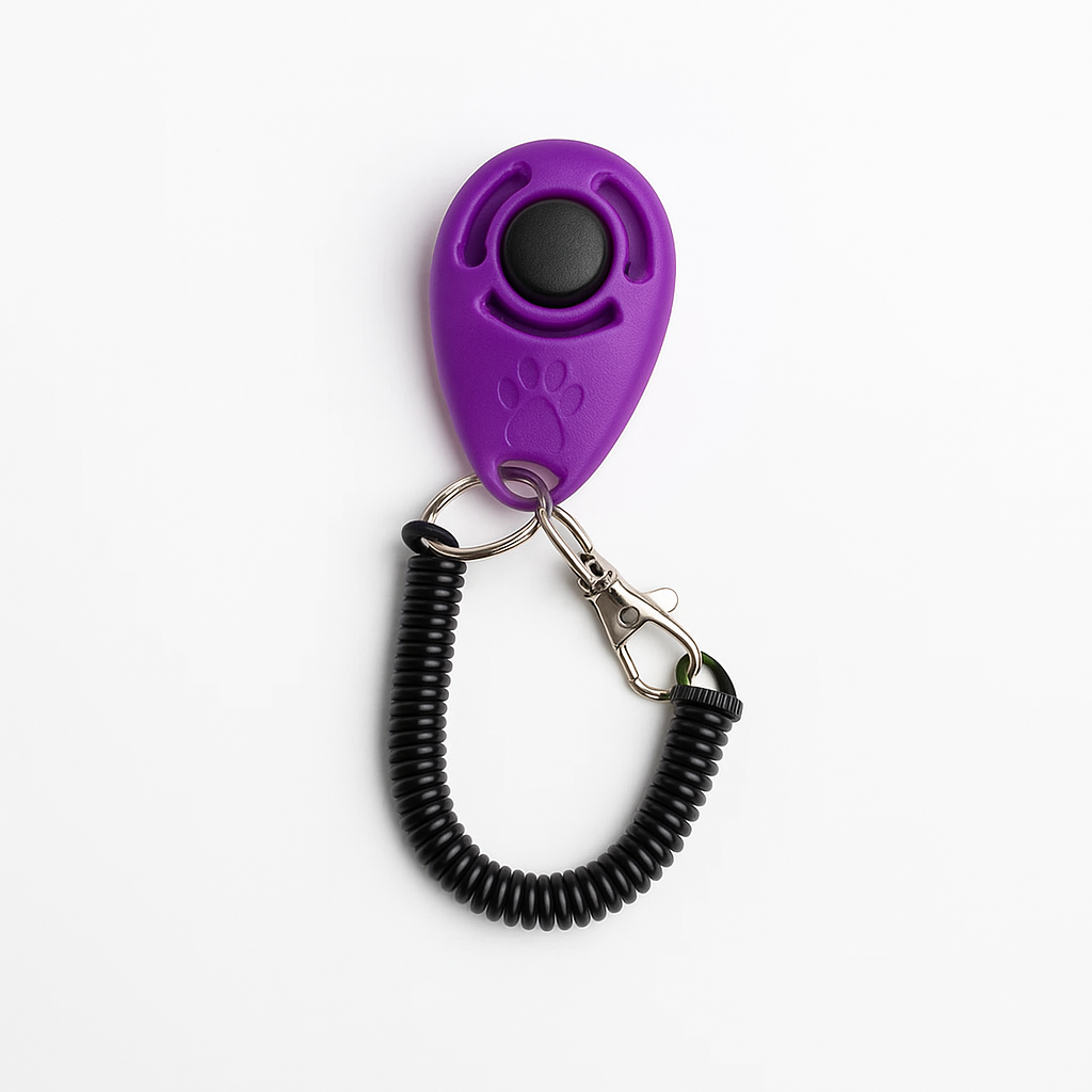 Clicker ajustable para adiestramiento de perros con correa tipo llavero.