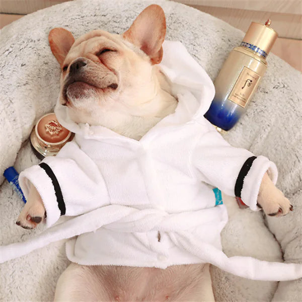 ✨ Albornoz Blanco con Capucha para Perros – Ropa de Mascota Súper Cómoda