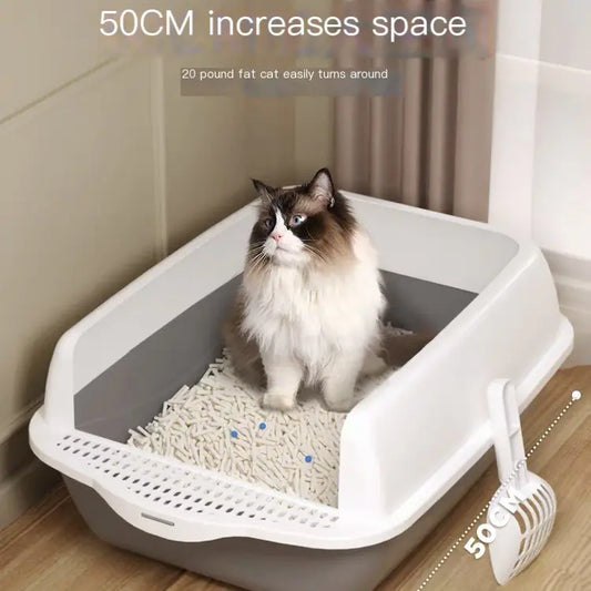 Caja de Arena para Gatos Grande Semi-Cerrada con Partes Desmontables