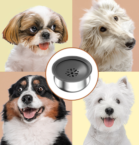 Bebedero grande de acero inoxidable para mascotas con protector Antisalpicaduras
