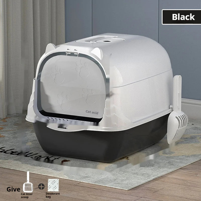 Arenero Grande y Cerrado para Gatos – Limpieza y Comodidad😻