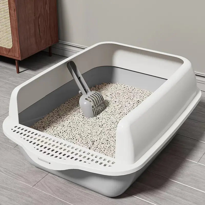 Caja de Arena para Gatos Grande Semi-Cerrada con Partes Desmontables