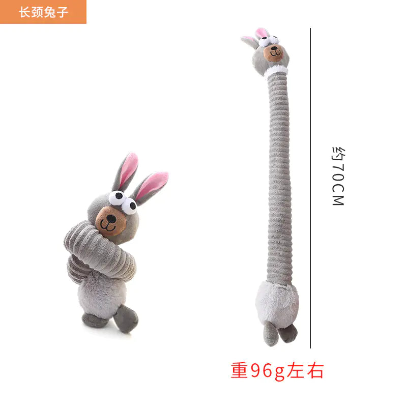 Juguete interactivo de peluche con cuello largo para perros, ideal para masticar