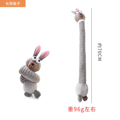 Juguete interactivo de peluche con cuello largo para perros, ideal para masticar