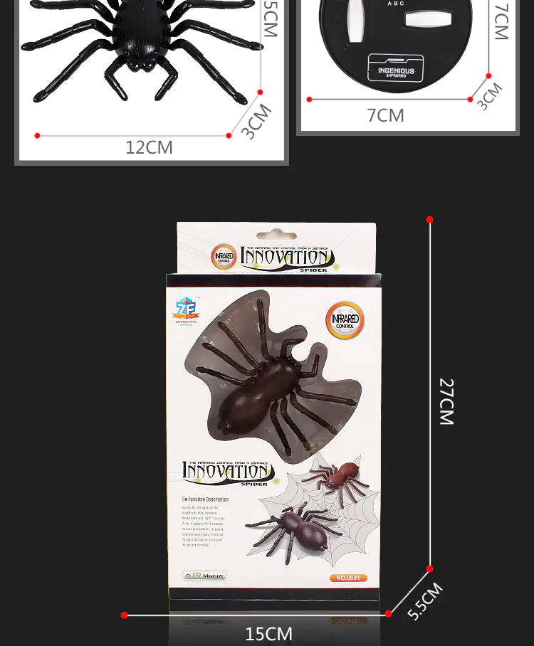 🕷️ Juguete electrónico realista de araña con control remoto