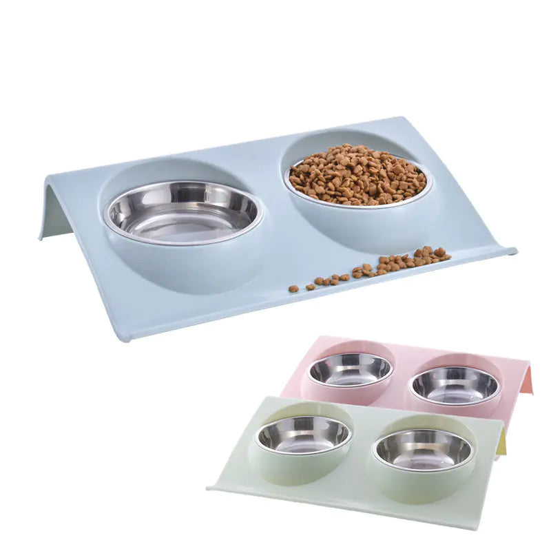 Comedero doble de acero inoxidable para perros y gatos🐶😻