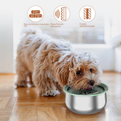 Bebedero grande de acero inoxidable para mascotas con protector Antisalpicaduras