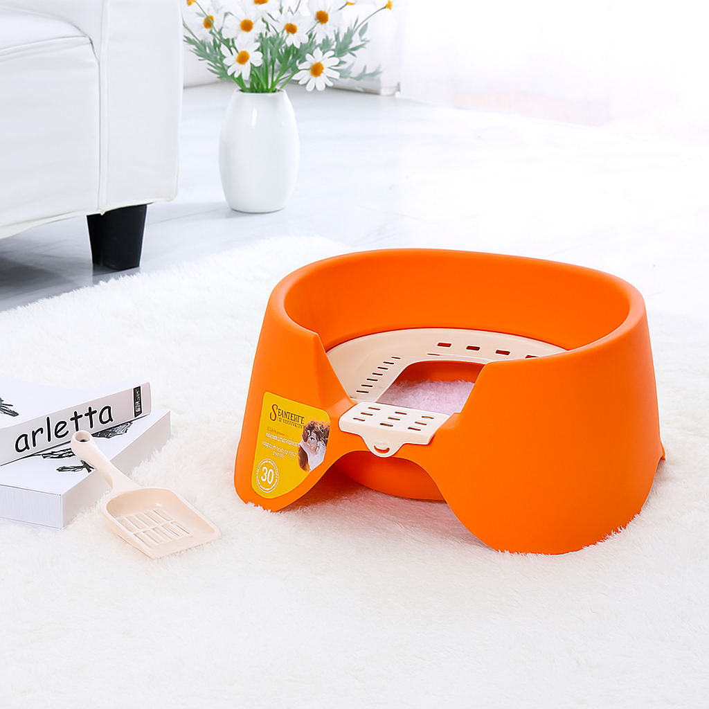 Caja de arena semi-cerrada para gatos con propiedades antibacterianas😻🏡