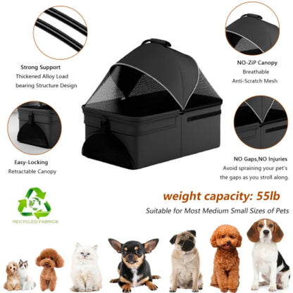 🐾 Carrito Plegable 2 en 1 para Mascotas — Estilo, Comodidad y Practicidad para tu Compañero Peludo 🐾