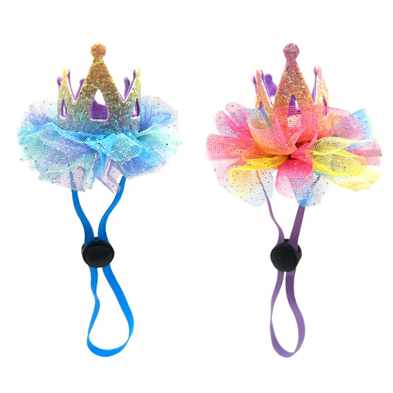 Gorro de Cumpleaños para Mascotas con Corona de Encaje – Para Perros y Gatos