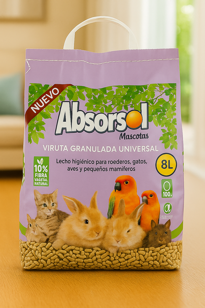 🌿Absorsol Mascotas – Viruta Granulada Universal 8L🌱