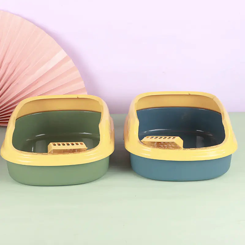 Caja de Arena Semicerrada para Gatos con Pala Resistente