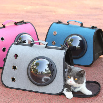Mochila plegable para gatos con diseño de malla transpirable