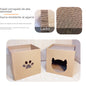 😼 Rascador vertical para gatos con casita de cartón corrugado😻