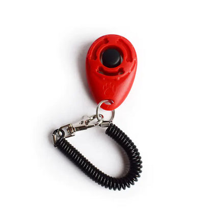 Clicker ajustable para adiestramiento de perros con correa tipo llavero.