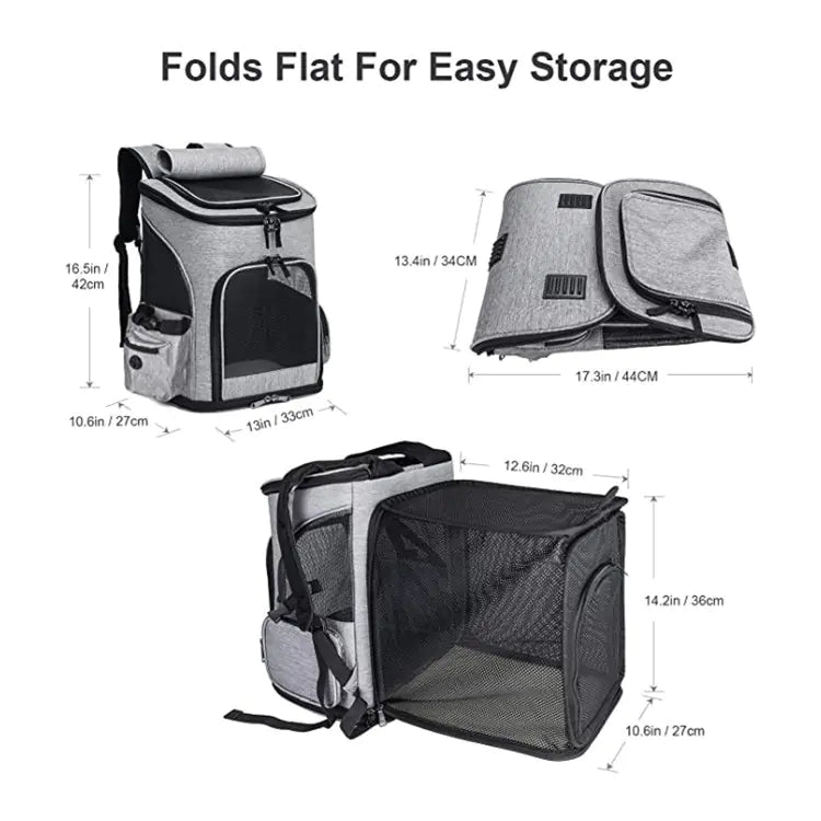 Mochila portátil y expandible para mascotas, para gatos y perros.