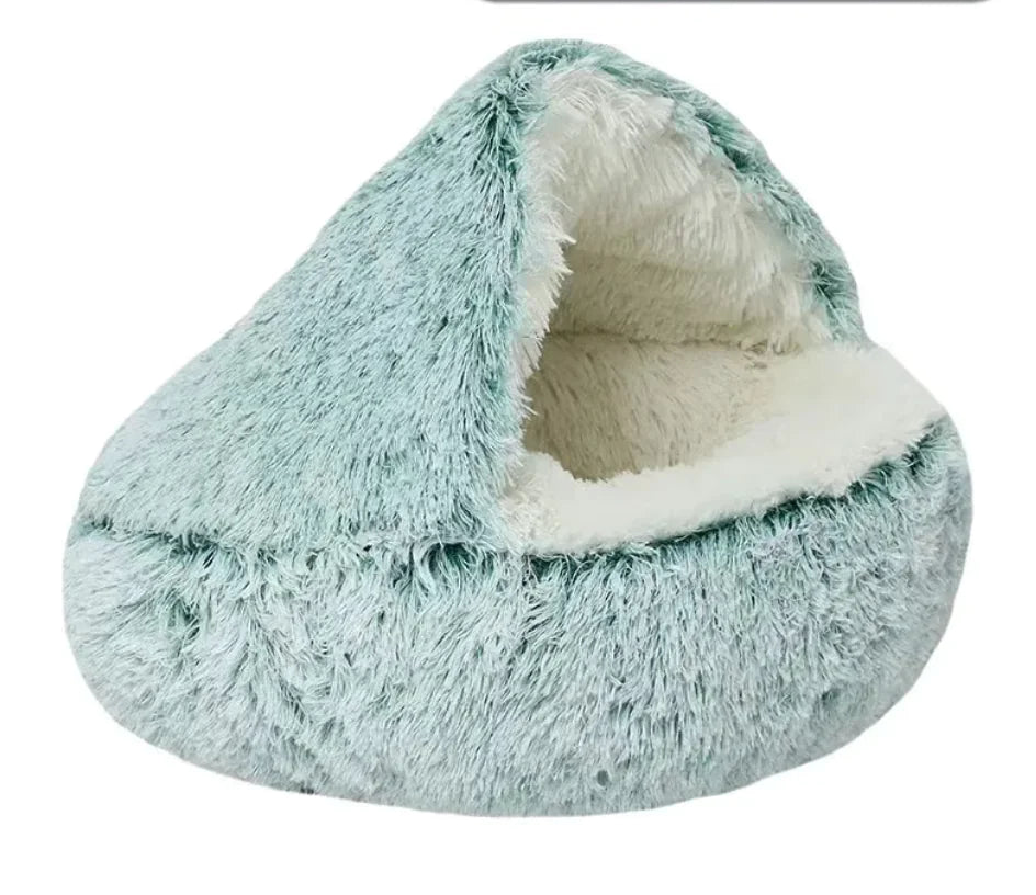 Cama semi-cerrada con cubierta universal nido de cuatro estaciones para perros pequeños y mascotas ✅