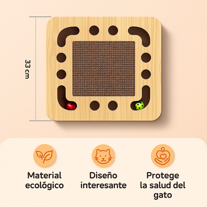Rascador para Gatos Nobleza Durable con Catnip, Diseño Redondo Interactivo de Cartón, Incluye 2 Juguetes Divertidos