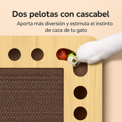 Rascador para Gatos Nobleza Durable con Catnip, Diseño Redondo Interactivo de Cartón, Incluye 2 Juguetes Divertidos