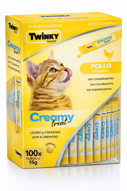 Envió gratis+ Twinky Creamy Treat Pollo -Caja ahorro profesional(100 tubos x 15g)