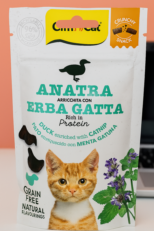 😻 Snack crujiente de pato enriquecido con menta + Catnip 😺✨
