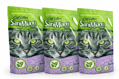 SaniMiaou-Arena Premium Para Gatos TOFU – Fibra Natural Vegetal con Aroma a Lavanda