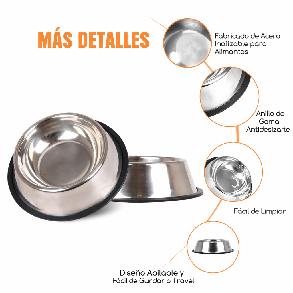 🥣 Nobleza – Juego de 2 Tazones de Acero Inoxidable para Mascotas