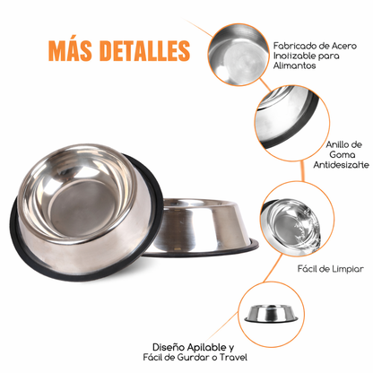 🥣 Nobleza – Juego de 2 Tazones de Acero Inoxidable para Mascotas