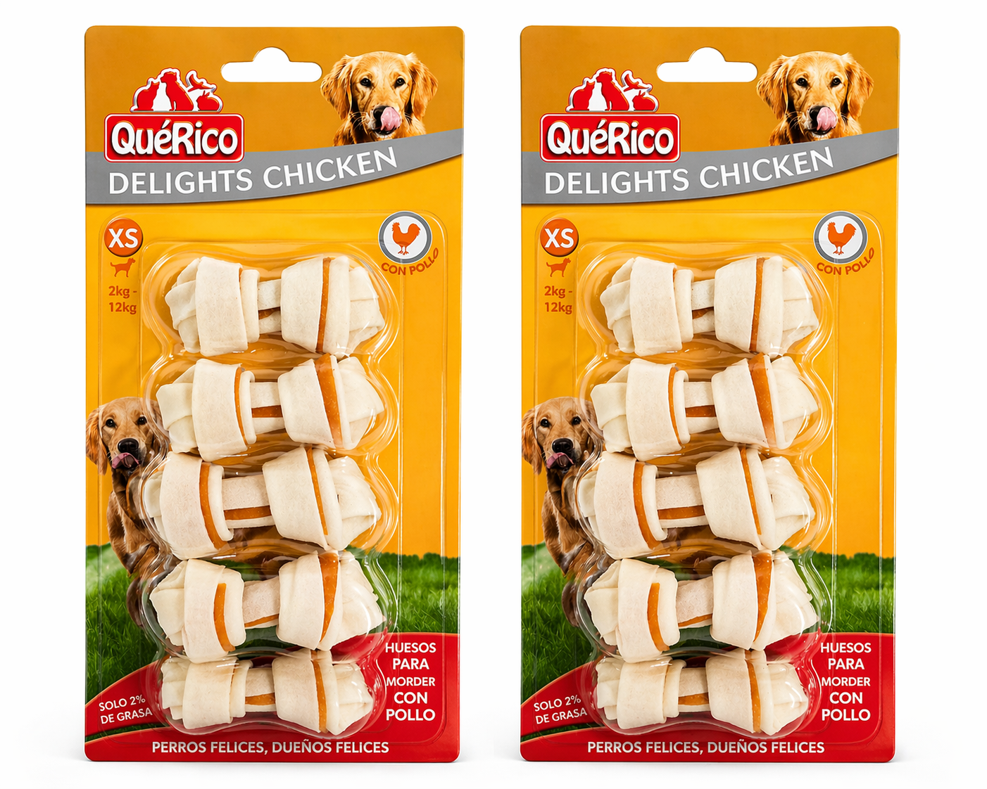 🦴 QuéRico Delights Chicken XS – Snacks Masticables 🍗 Hechos con pollo real