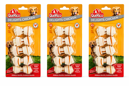🦴 QuéRico Delights Chicken XS – Snacks Masticables 🍗 Hechos con pollo real
