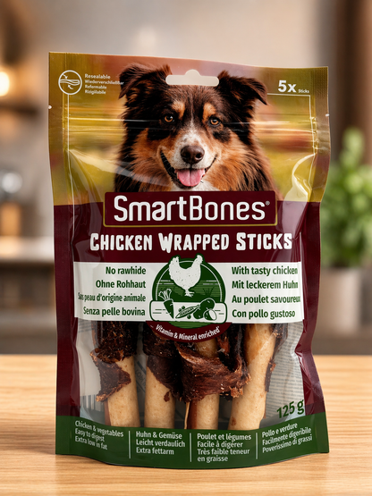 SmartBones Chicken Wrapped Sticks – Snack natural para perros (5 sticks)