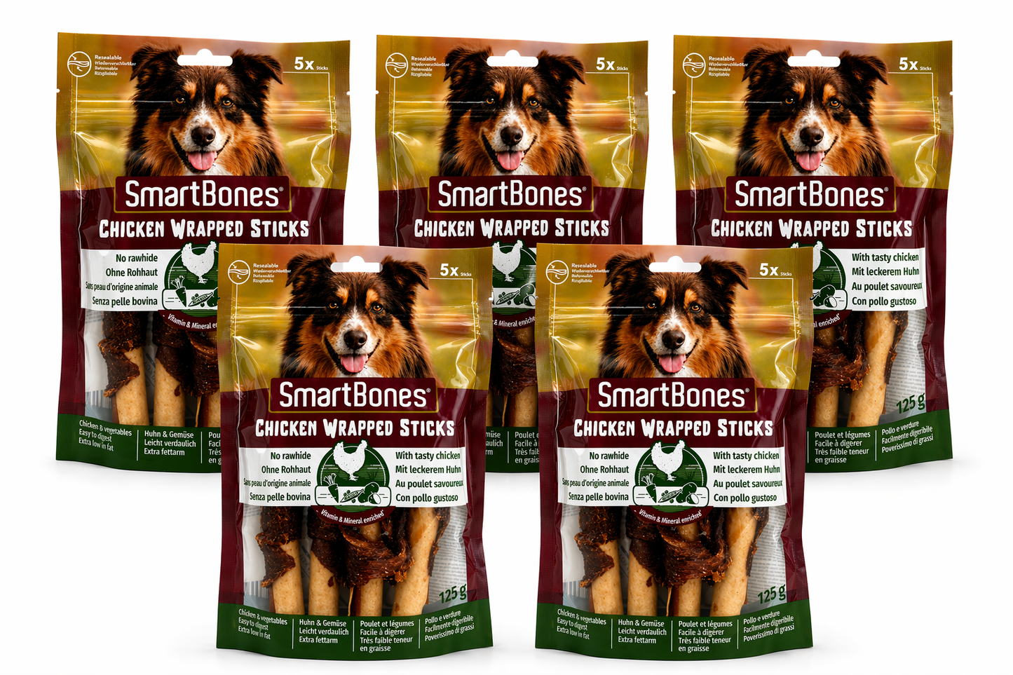 SmartBones Chicken Wrapped Sticks – Snack natural para perros (5 sticks)
