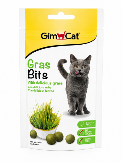 🐾 GimCat Gras Bits – Snacks para gatos con hierba deliciosa 🌱