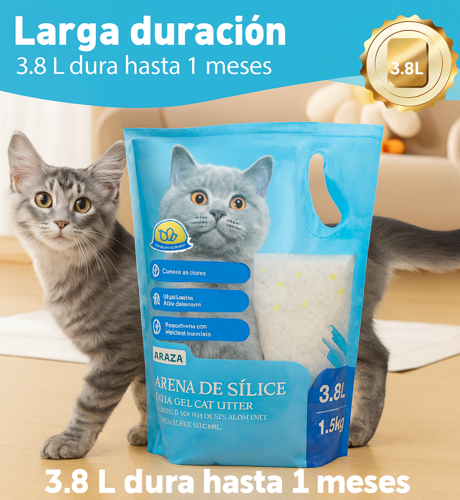 Arena para Gatos Nobleza Diamond Gel, 3.8L/1.5KG, Sílice Biodegradable, Agradable Aroma, Cristal Absorbente