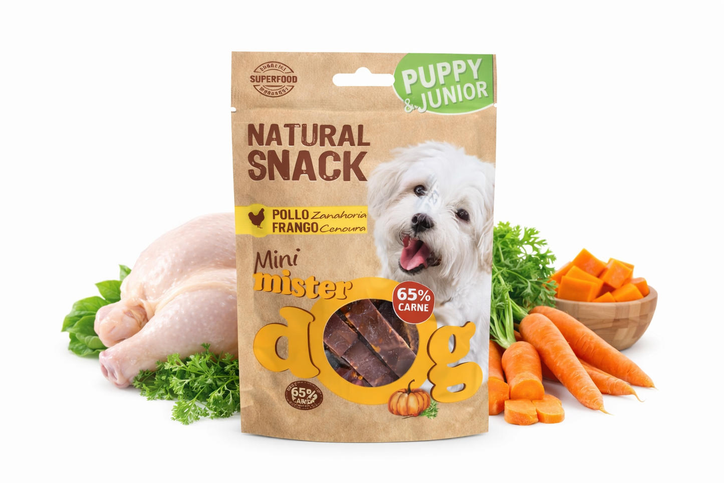 Mini Mister Dog – Pollo y Zanahoria (Puppy & Junior)