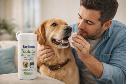 San Dimas 50 unidades Toallitas Húmedas para Perros y Gatos – Higiene rápida y suave para tu Peludo