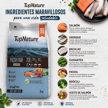 🐟TopNature Fish Nordika -3 kg 100% Natural-Nutrición natural, inspirada en el mar del norte 🌊
