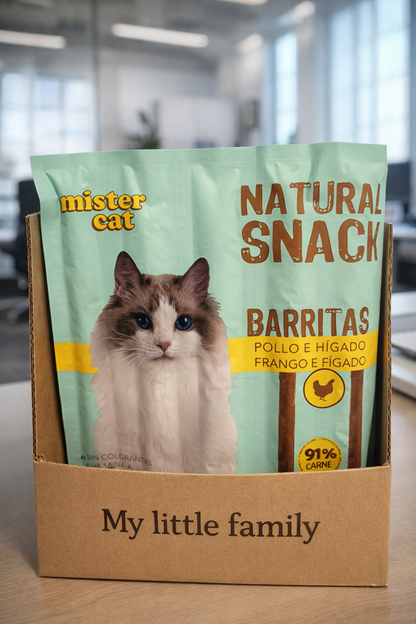 🐱 Mister Cat – Natural Snack Barritas de Pollo e Hígado  91 % de carne