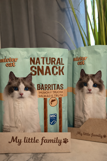 ✨ Mister Cat – Natural Snack ✨ Barritas de Salmón y Trucha