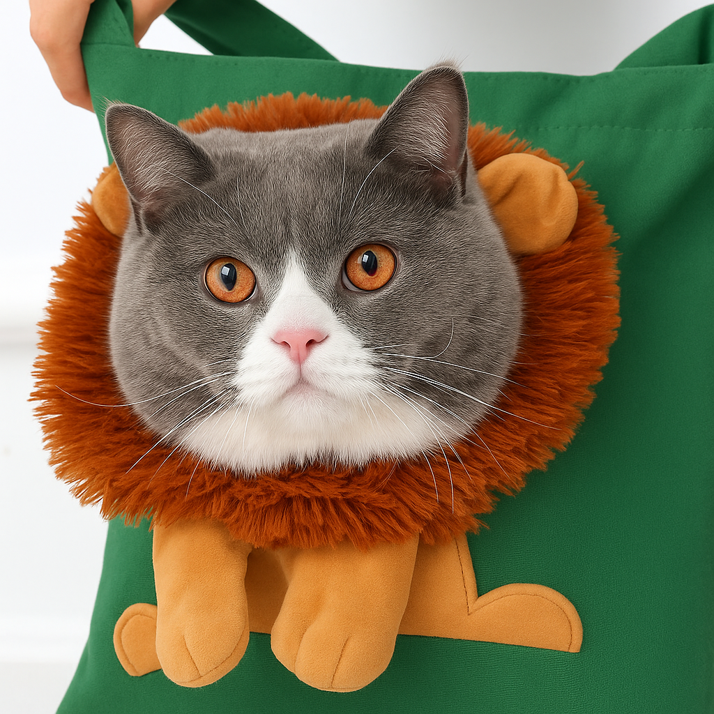 Bolso de Transporte Suave para Mascotas con Diseño de León, para Gatos y Perros