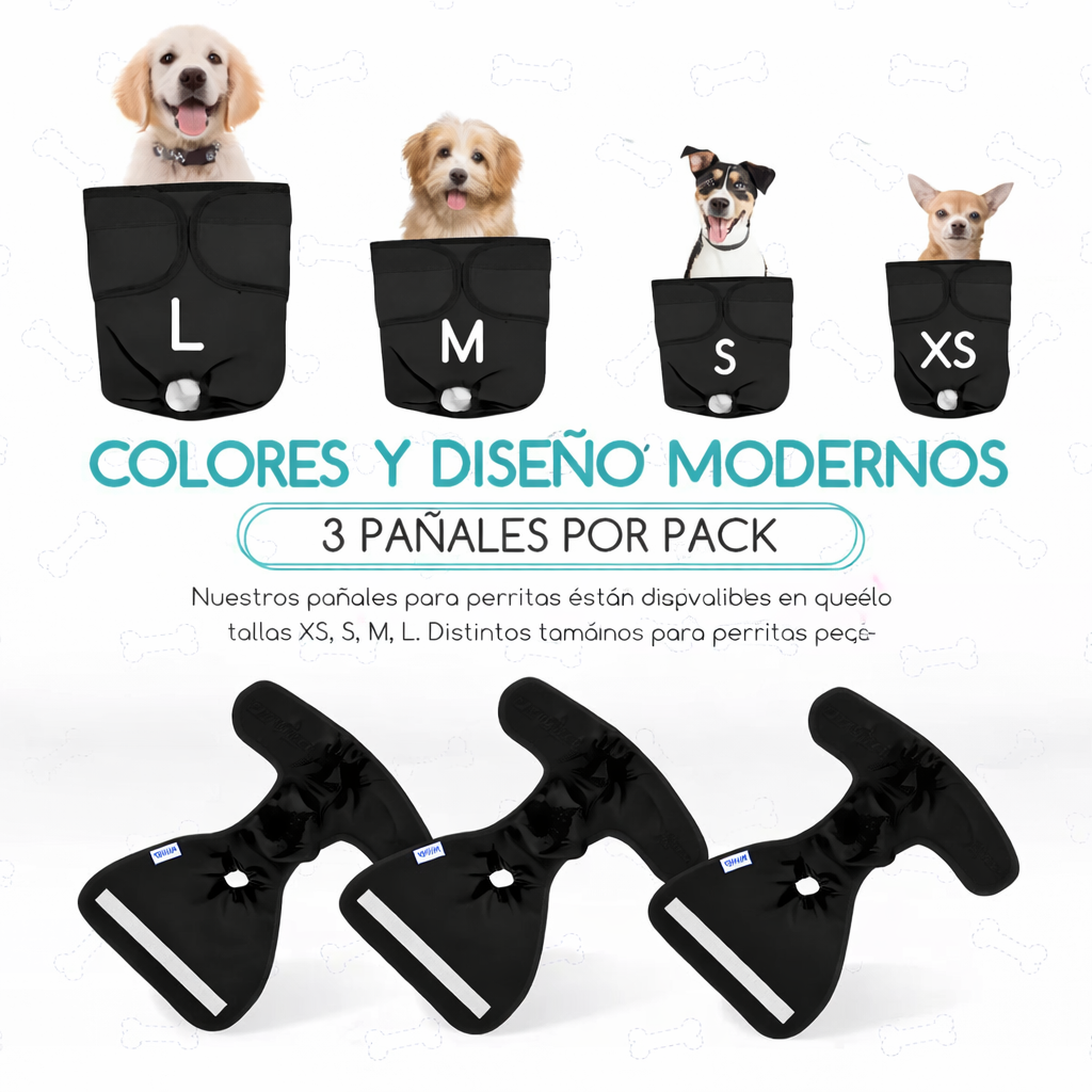 🐶 Nobleza – Pack de 3 Pañales Lavables (Talla S)