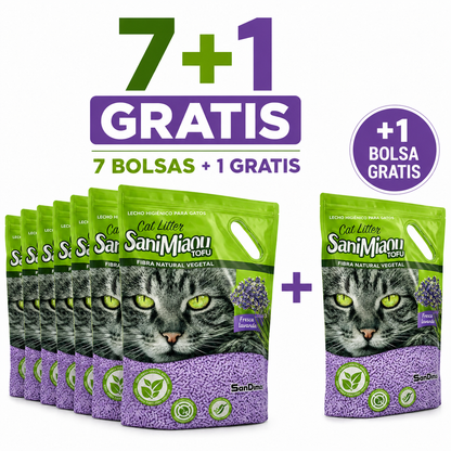 SaniMiaou-Arena Premium Para Gatos TOFU – Fibra Natural Vegetal con Aroma a Lavanda