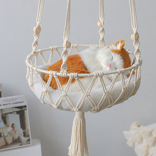 🐾 Hamaca Colgante de Macramé para Gato – Tamaño Grande