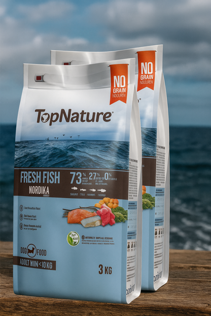 🐟TopNature Fish Nordika ,3 kg 100% natural+Comedero Antivoracidad verde (Nobleza) Gratis