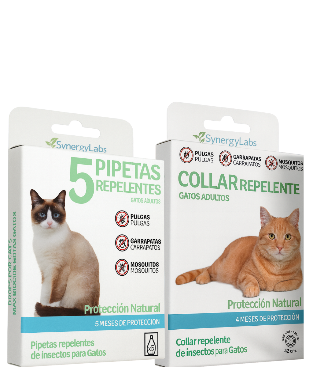 🟢 OFERTA PREMIUM: Collar Repelente + 5 Pipetas Naturales para Gatos