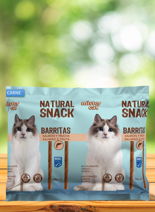 ✨ Mister Cat – Natural Snack ✨ Barritas de Salmón y Trucha