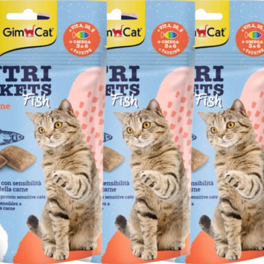 🐾 GimCat Nutri Pockets Fish – Snacks crujientes con salmón 🐟